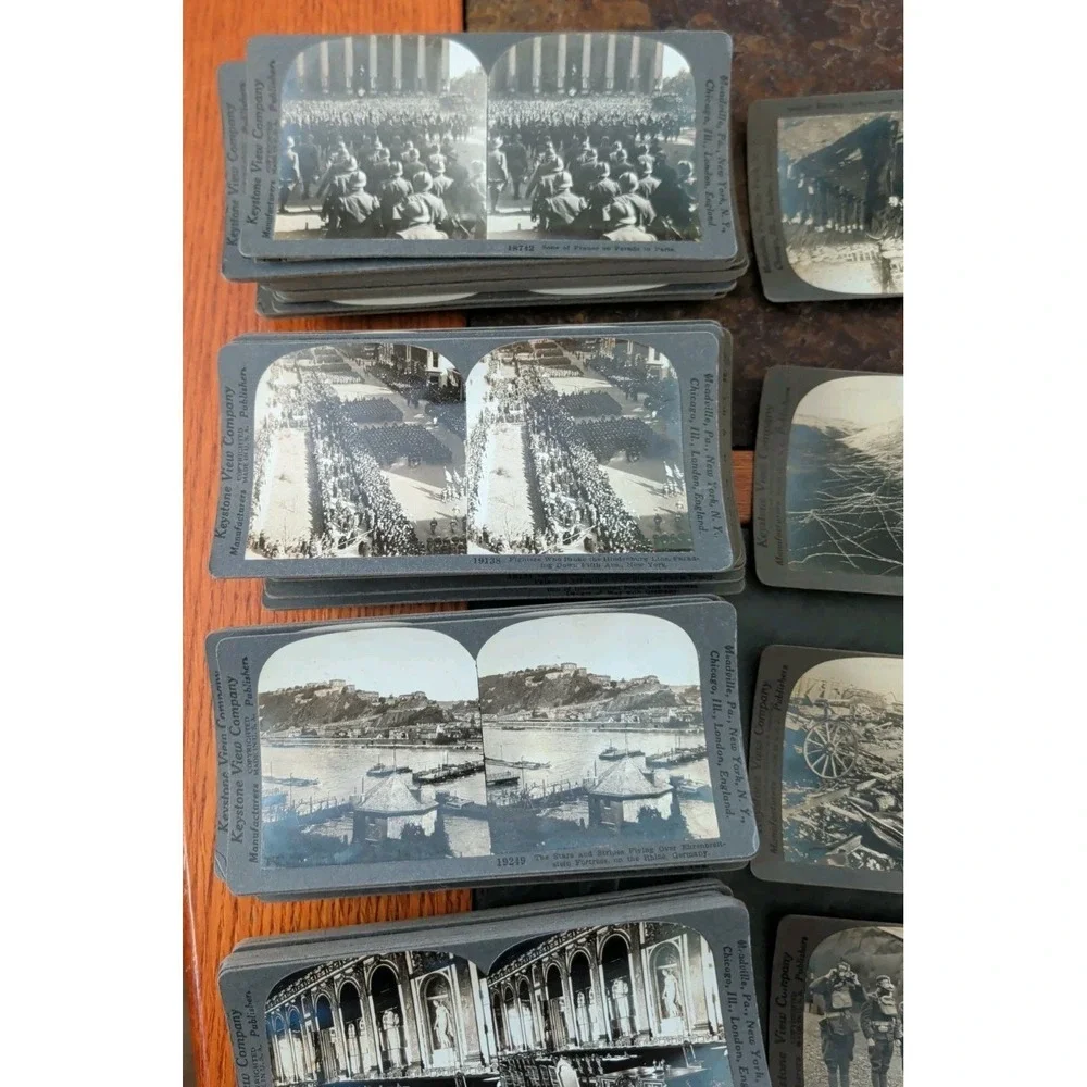 Antique Stereoscope Viewer Cards. WWI War Keystone Co. Photo Cards 98.Military.